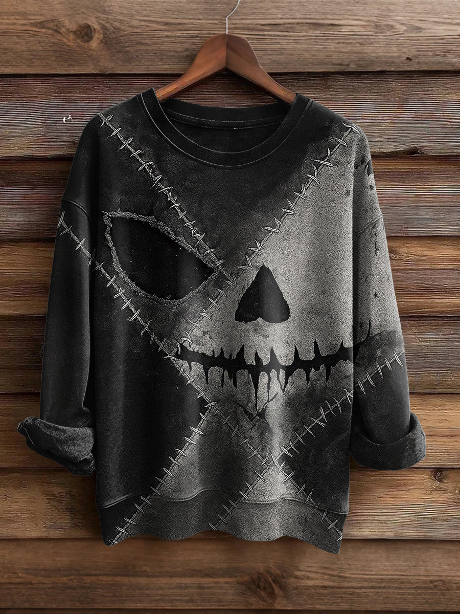 Men's Halloween Classic Movie Character Face Print Casual Sweatshirt