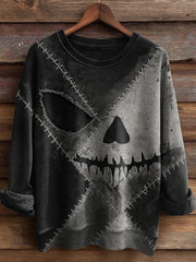 Men's Halloween Classic Movie Character Face Print Casual Sweatshirt