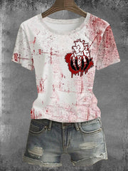 Women's Horror Halloween You'll Float Too Blood Stain Short Sleeve T-shirt