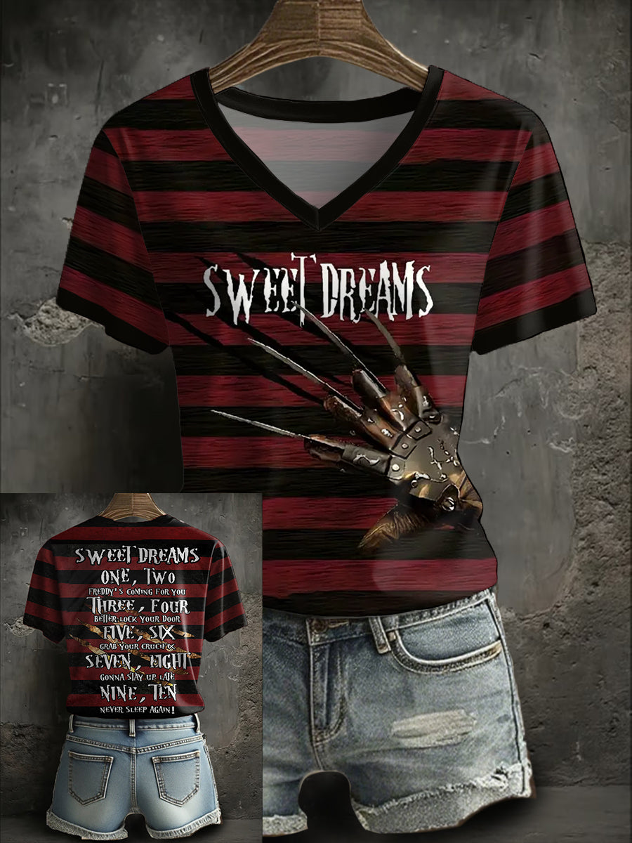 Women's Halloween Horror Sweet Dreams Printed T-shirt