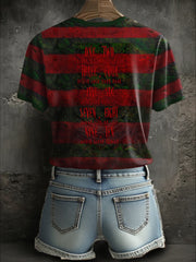 Women's Halloween Horror Never Sleep Again Printed T-shirt