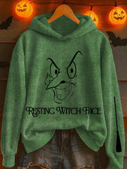 Women's "Resting witch face" printed hooded sweatshirt