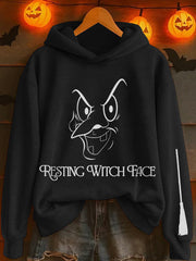 Women's "Resting witch face" printed hooded sweatshirt