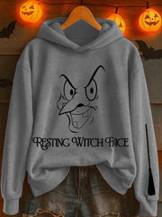 Women's "Resting witch face" printed hooded sweatshirt