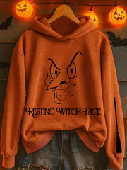 Women's "Resting witch face" printed hooded sweatshirt