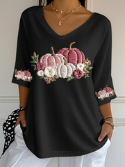 Women's Breast Cancer Floral Print Casual T-Shirt