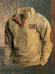 Men's Vintage Western Stag Print Casual Loose Long Sleeve Sweatshirt