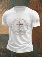 Men's Rooted in Christ Printed Casual T-shirt