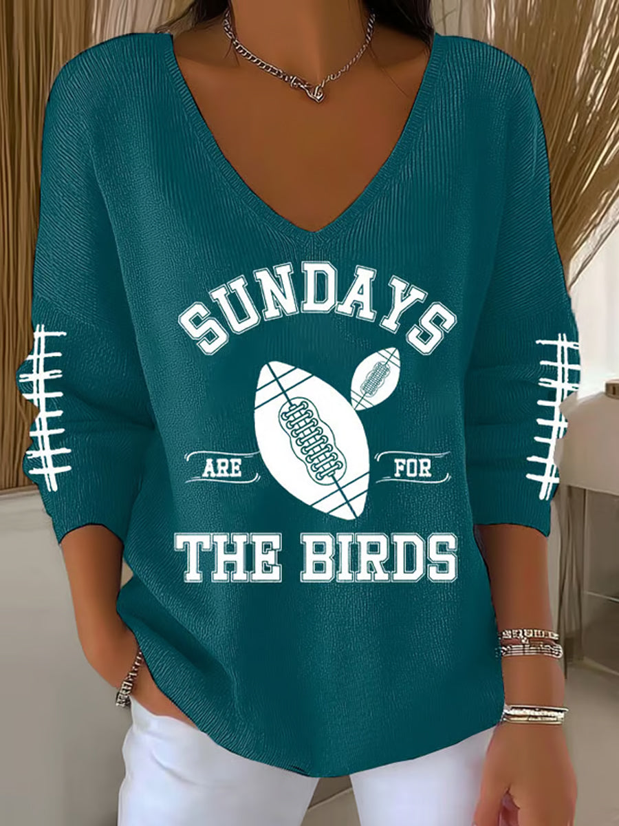 Women's Sundays Are For The Birds Football Fans Lovers Gameday Casual Long-Sleeve Top