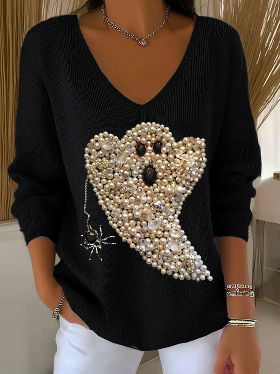 Women's Halloween Ghost Print Casual Top