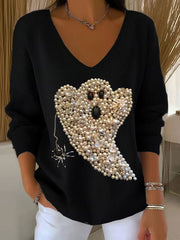 Women's Halloween Ghost Print Casual Top