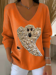 Women's Halloween Ghost Print Casual Top