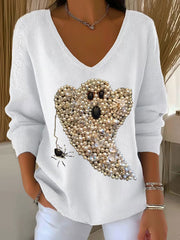 Women's Halloween Ghost Print Casual Top