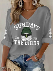 Women's Sundays Are For The Birds Football Fans Lovers Gameday Casual Long-Sleeve Top