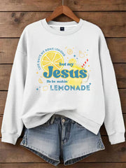 Women's Jesus Lemonade Print Casual Sweatshirt