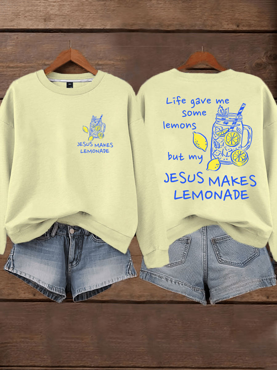 Women's Jesus Lemonade Print Casual Sweatshirt