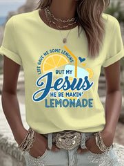 Women's Jesus Lemonade Print Casual T-shirt