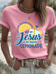 Women's Jesus Lemonade Print Casual T-shirt