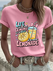 Women's Jesus Lemonade Print Casual T-shirt