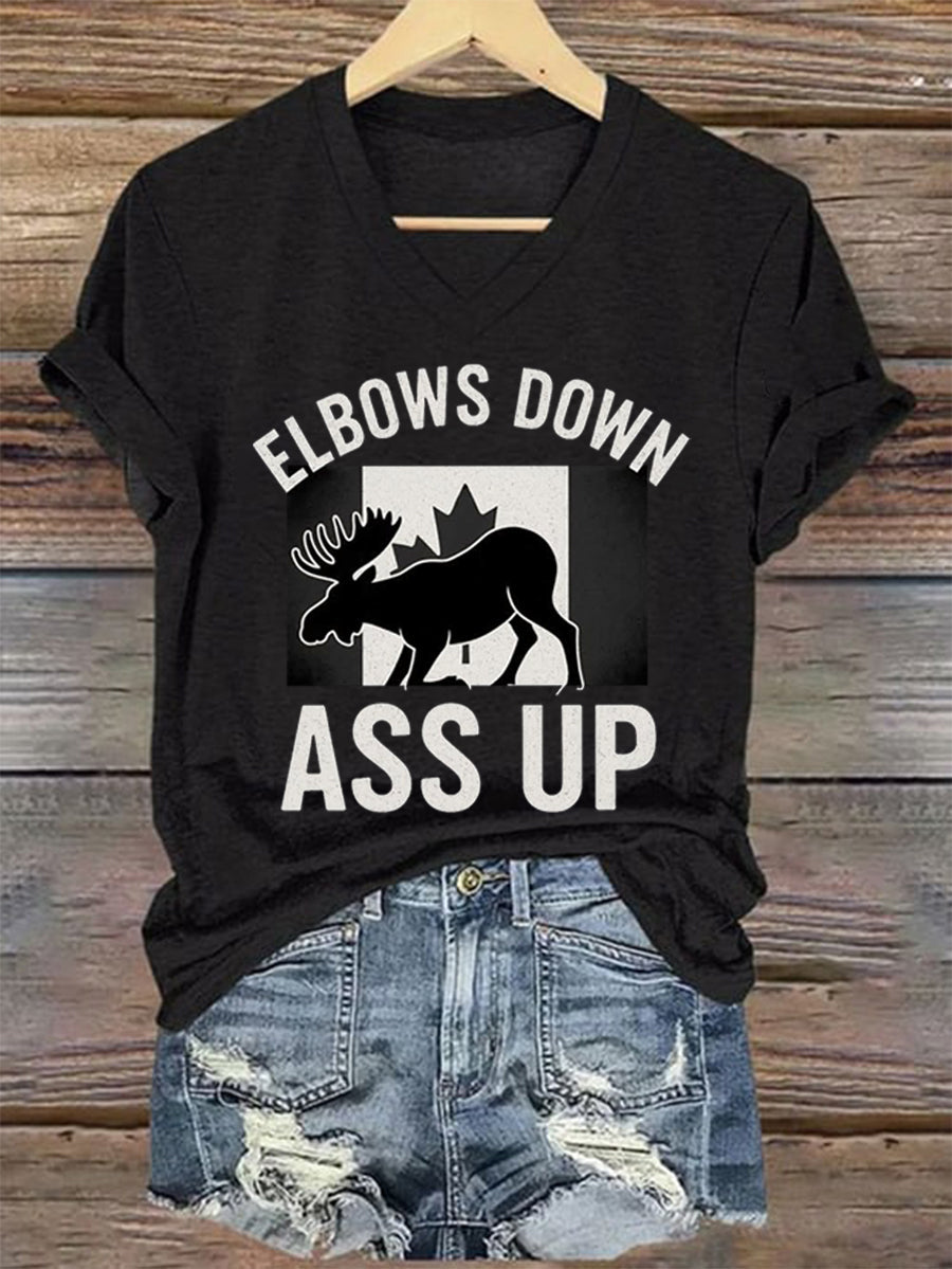 Women's  Elbows Down Ass Up Canada V-Neck Tee