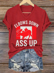 Women's  Elbows Down Ass Up Canada V-Neck Tee