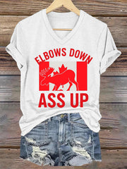 Women's  Elbows Down Ass Up Canada V-Neck Tee