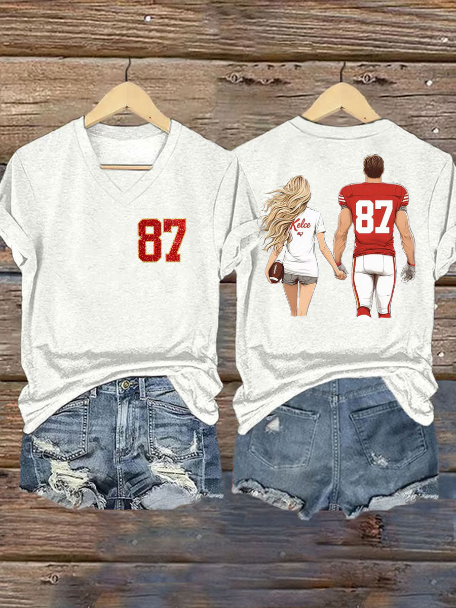 Women's Taylor Swift and Travis Kelce  Engagement short-sleeved T-shirt