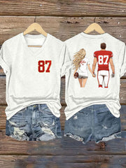 Women's Taylor Swift and Travis Kelce  Engagement short-sleeved T-shirt
