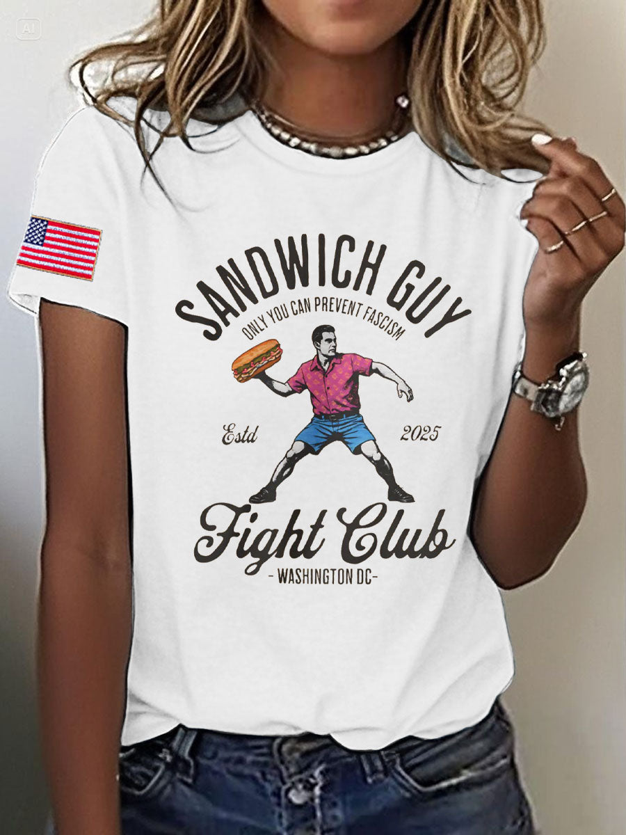 Women's Funny Sandwich Guy Resist 8647 Printed T-shirt
