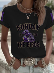 Women's Football Fans Lovers Gameday Casual Short Sleeve T-shirt