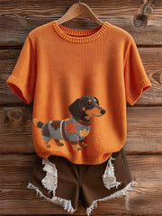 Women's Autumn Dog  Art Print Short SleeveT-shirt