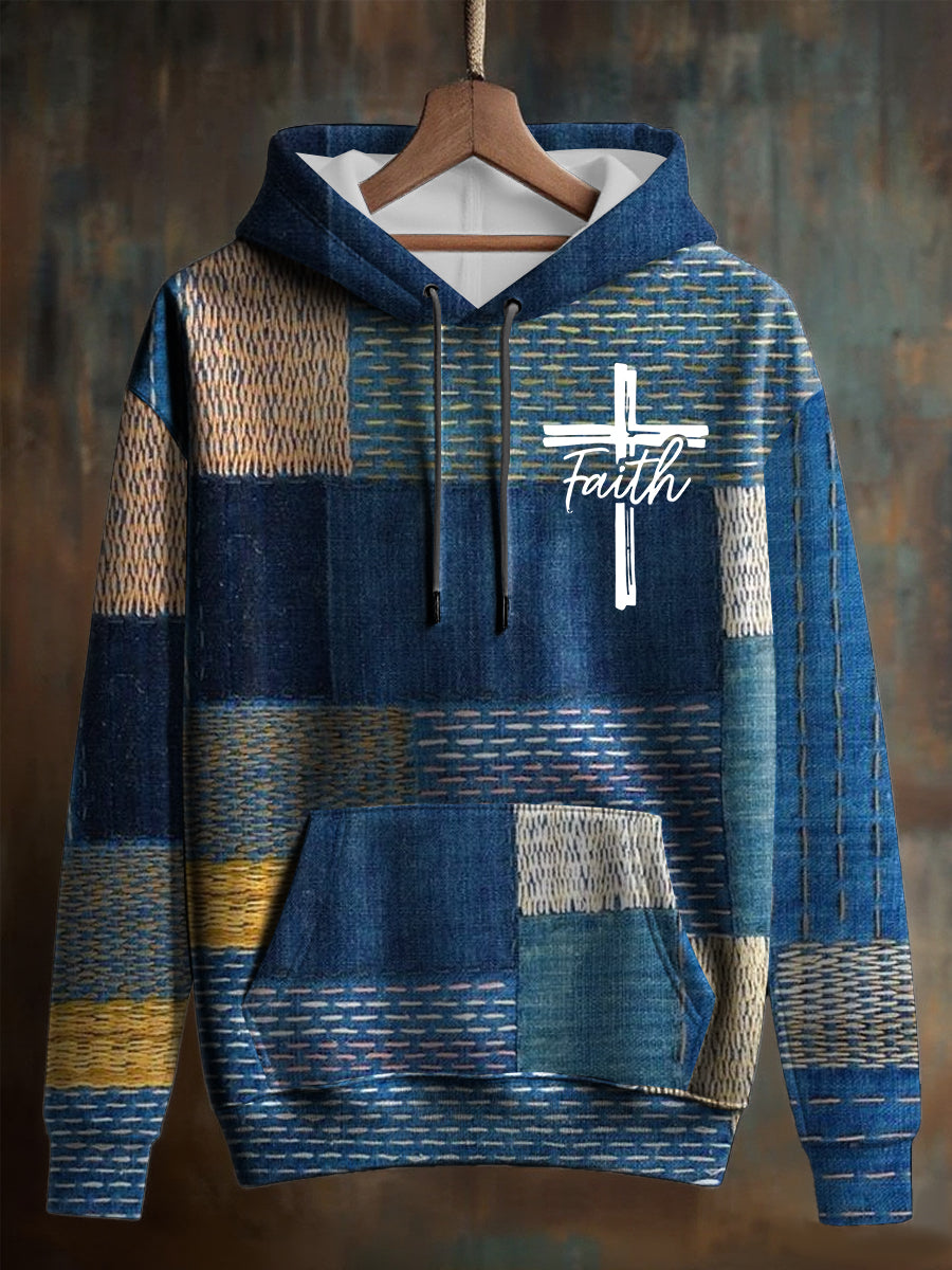 Men's Faith Cross Oversized Drop-Shoulder Hoodie