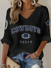 Women's American football V-neck long-sleeved top