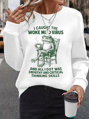 Women's Funny Woke Mind Virus 8647 Printedr Sweatshirt