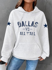 Women's American football waffle hooded sweatshirt