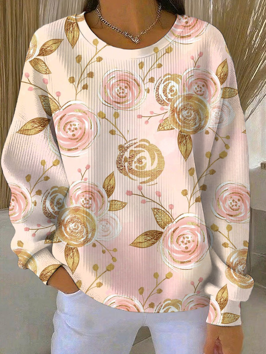 Women's Breast Cancer Pink Print Casual Sweatshirt