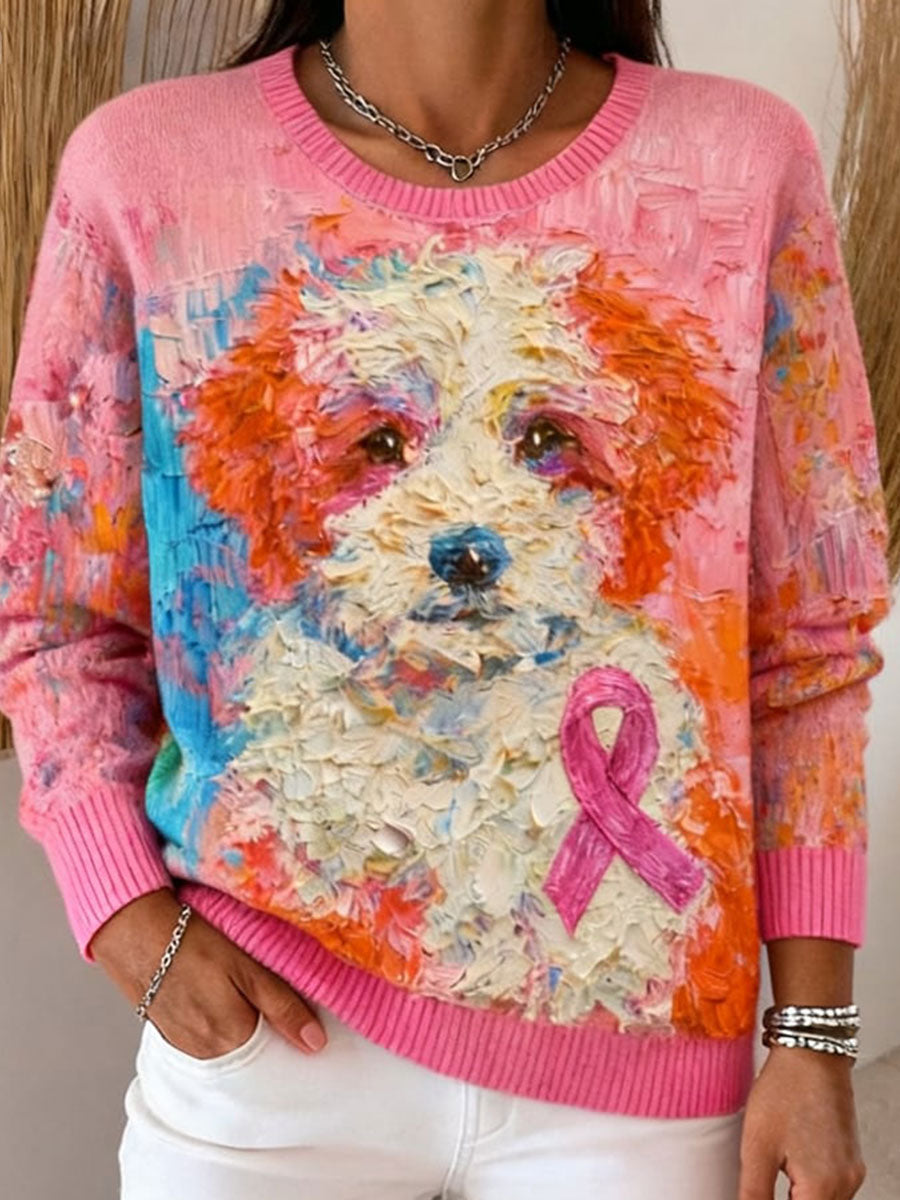 Women's Breast Cancer Awareness Cute Animal Sweater