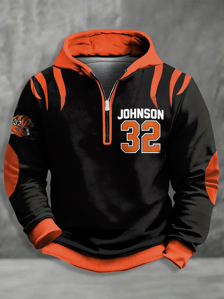 Men's Rudi Johnson Tribute Memorial Football Print Hoodie