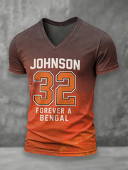 Men's Rudi Johnson Tribute Memorial Football Print V-neck T-shirt