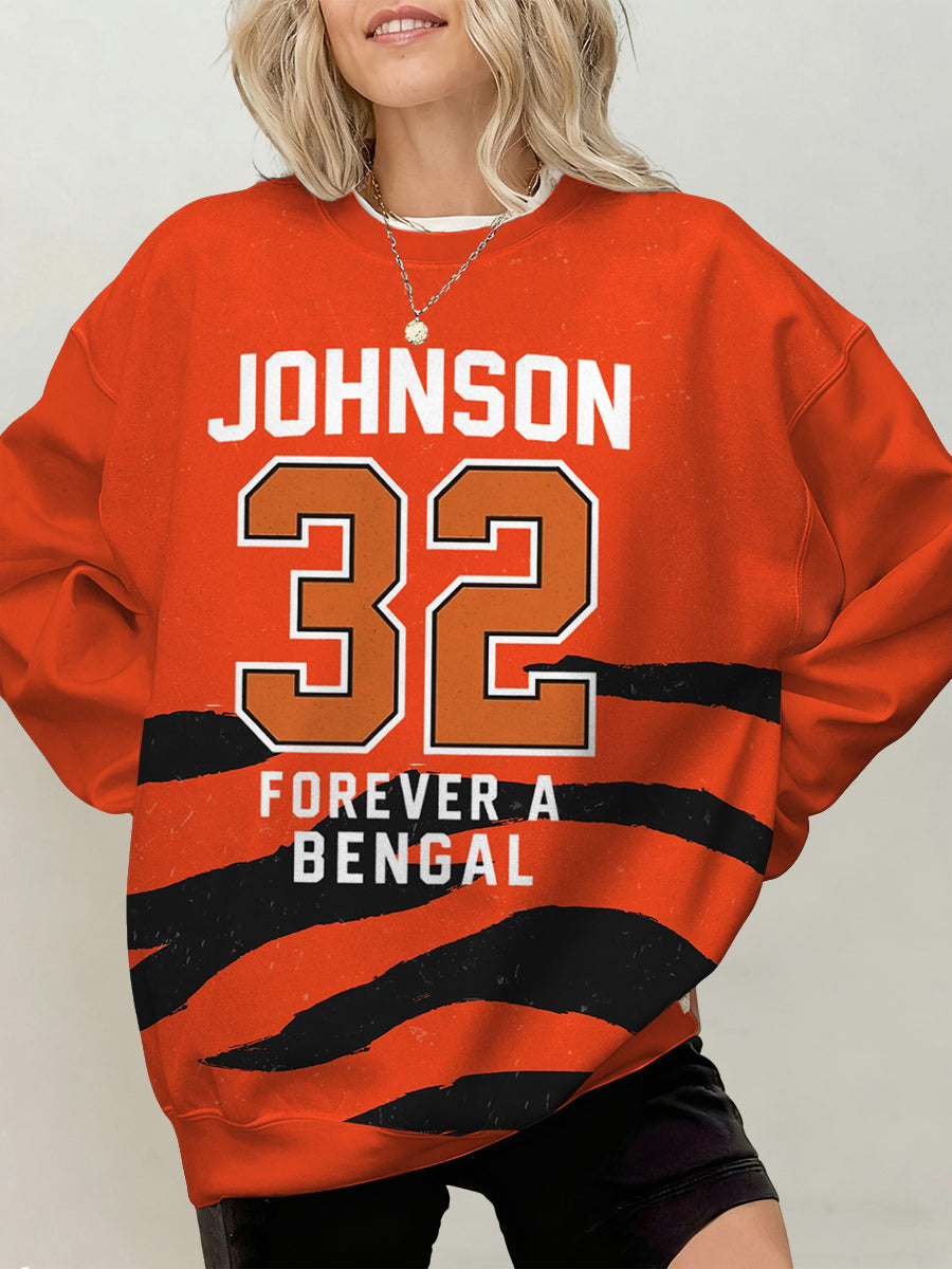 Women's Rudi Johnson Tribute Memorial Football Print Sweatshirt