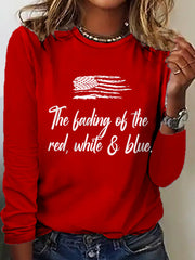 Women's The Fading of the Red White and Blue Printed Casual Long Sleeve Shirt