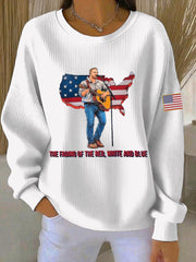 Women's The Fading Of The Red White And Blue Print Casual Sweatshirt