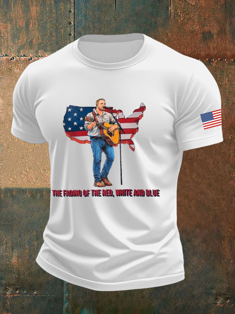 Men's The Fading Of The Red White And Blue Printed T-shirt