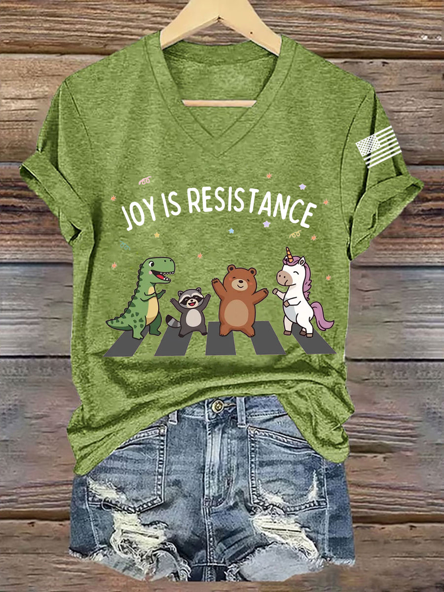 Women's Joy is Resistance: Portland Frog Protestors Anti Fascism V-Neck Tee
