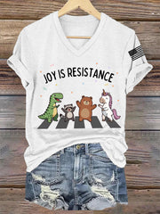 Women's Joy is Resistance: Portland Frog Protestors Anti Fascism V-Neck Tee