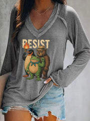 Women's Resist Frog Print Casual T-shirt
